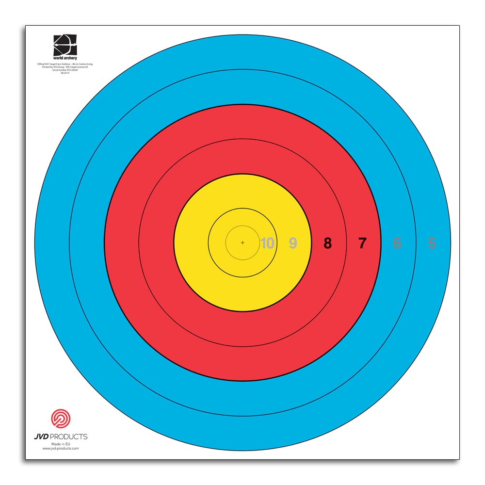 JVD Zielscheibenauflage FITA 80cm Centre 6-Ring - 250 Stk